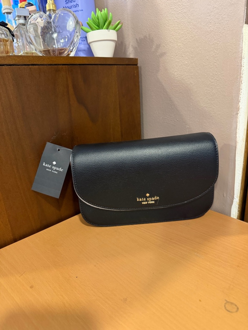 Kate Spade Black Pebbled Leather Crossbody Flap Bag